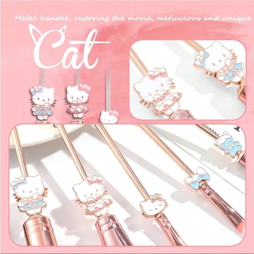 Hello Kitty Makeup Brush Set, Hello Kitty Makeup Brushes, Rose Gold Makeup Brush - Picture 6 of 8